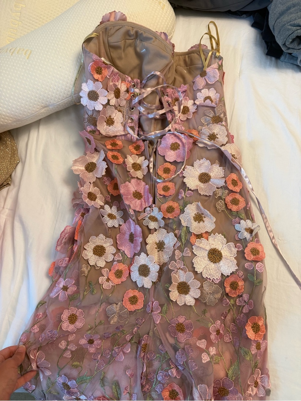 3D Floral Embroidered Bronx and Banco gown - Picture 2 of 3